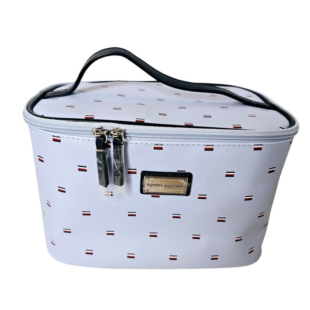 Tommy Hillfiger NWOT Logo Makeup Bag. Y2K. Minimalist. Travel. Blue Red White